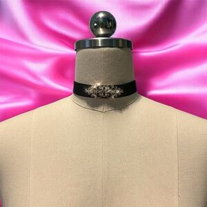 Black Velvet Embellish Choker Necklace